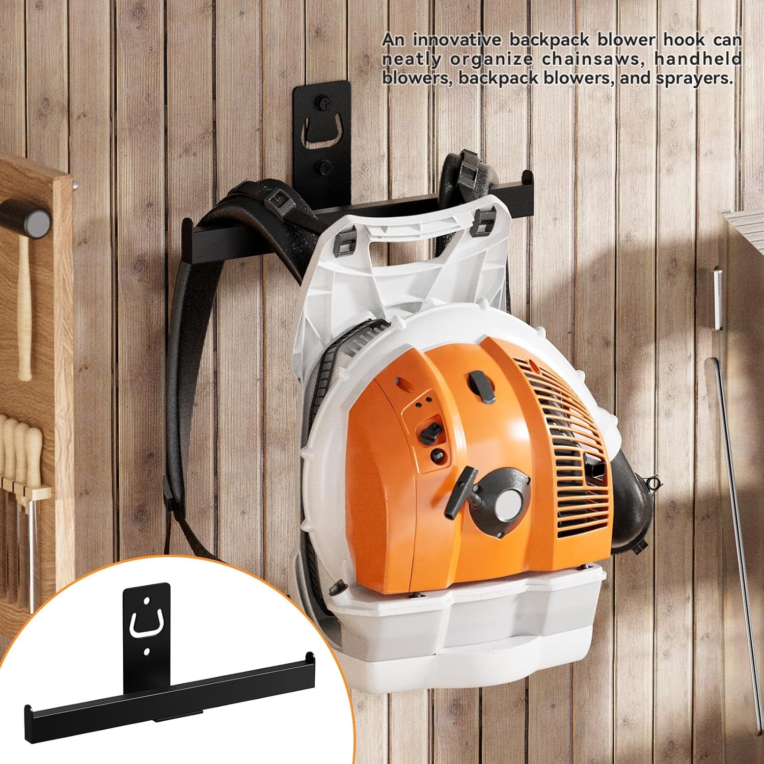 Backpack Leaf Blower Hanger, Sprayer Wall Mount,Heary Black 1 Pack