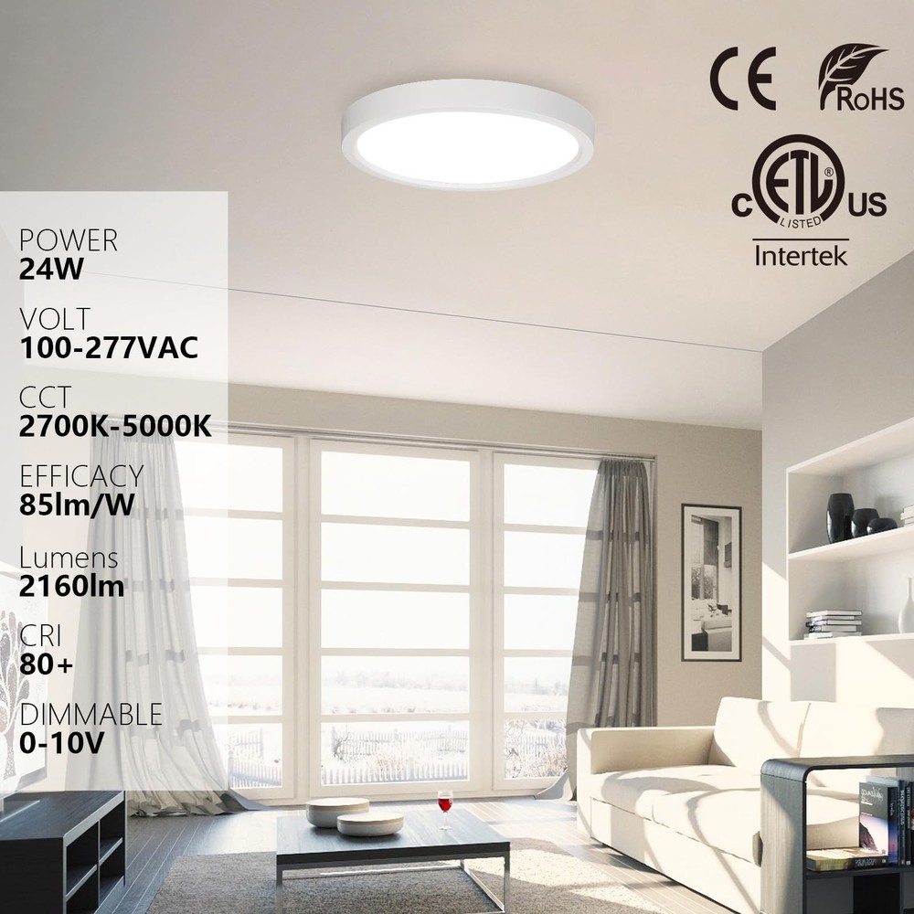 11.8 inch Ceiling Light Wired with Motion Sensor, 24W 5CCT Dimmable Flush Mou...