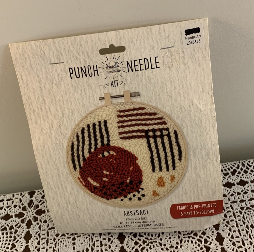 Needle Creations Punch Needle Kit 2086833 Abstract Intermediate Level Hoop Frame