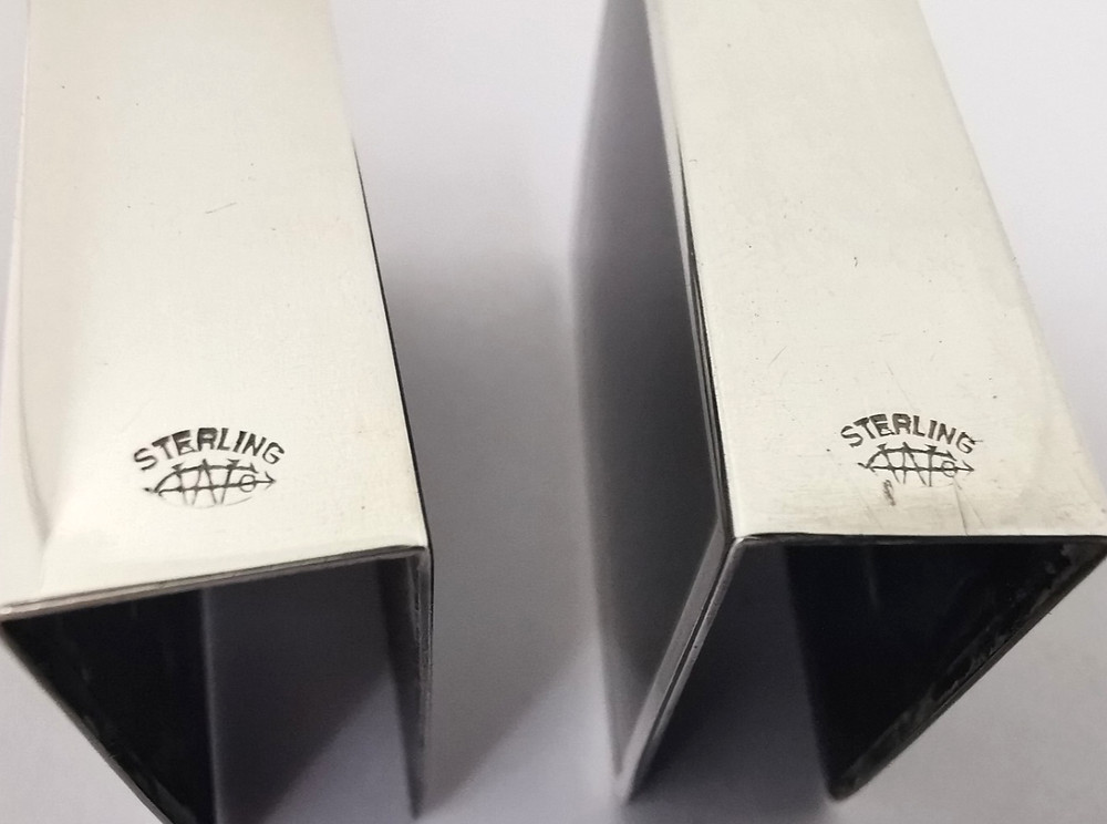 Pair Of Solid Silver & Enamel Match Box Holders.