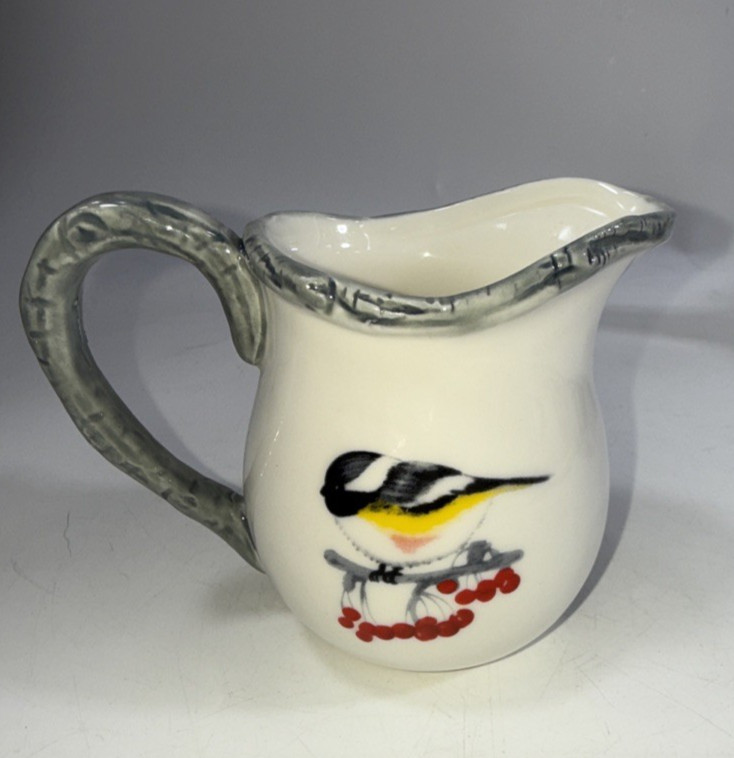 Global Designs Winter Chickadee teapot and creamer