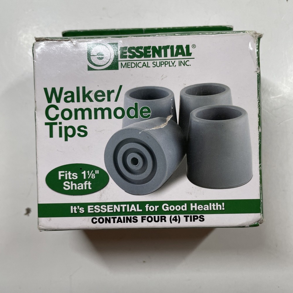 Essential Medical Supply Replacement Walker/Commode Tips, Gray, 1 1/8"