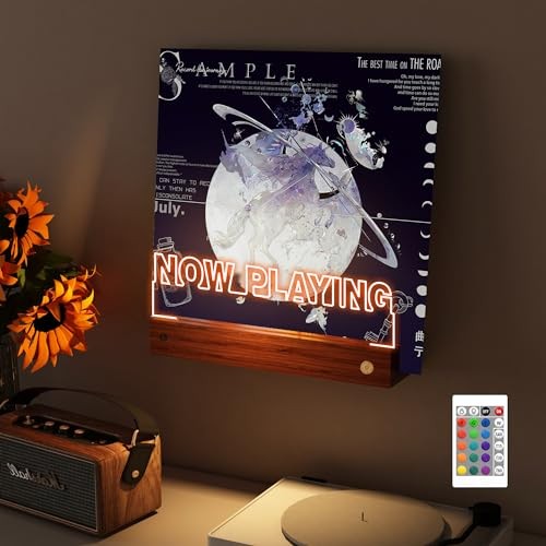 Light up Now Playing Vinyl Record Stand Wall Rectangular Wall Mount - 16 color