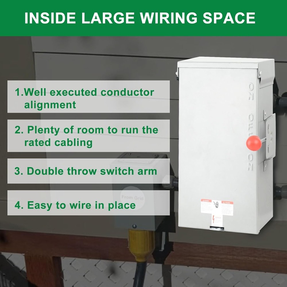 100 Amp NEMA 4X Manual Transfer Switch for Home Generator Use
