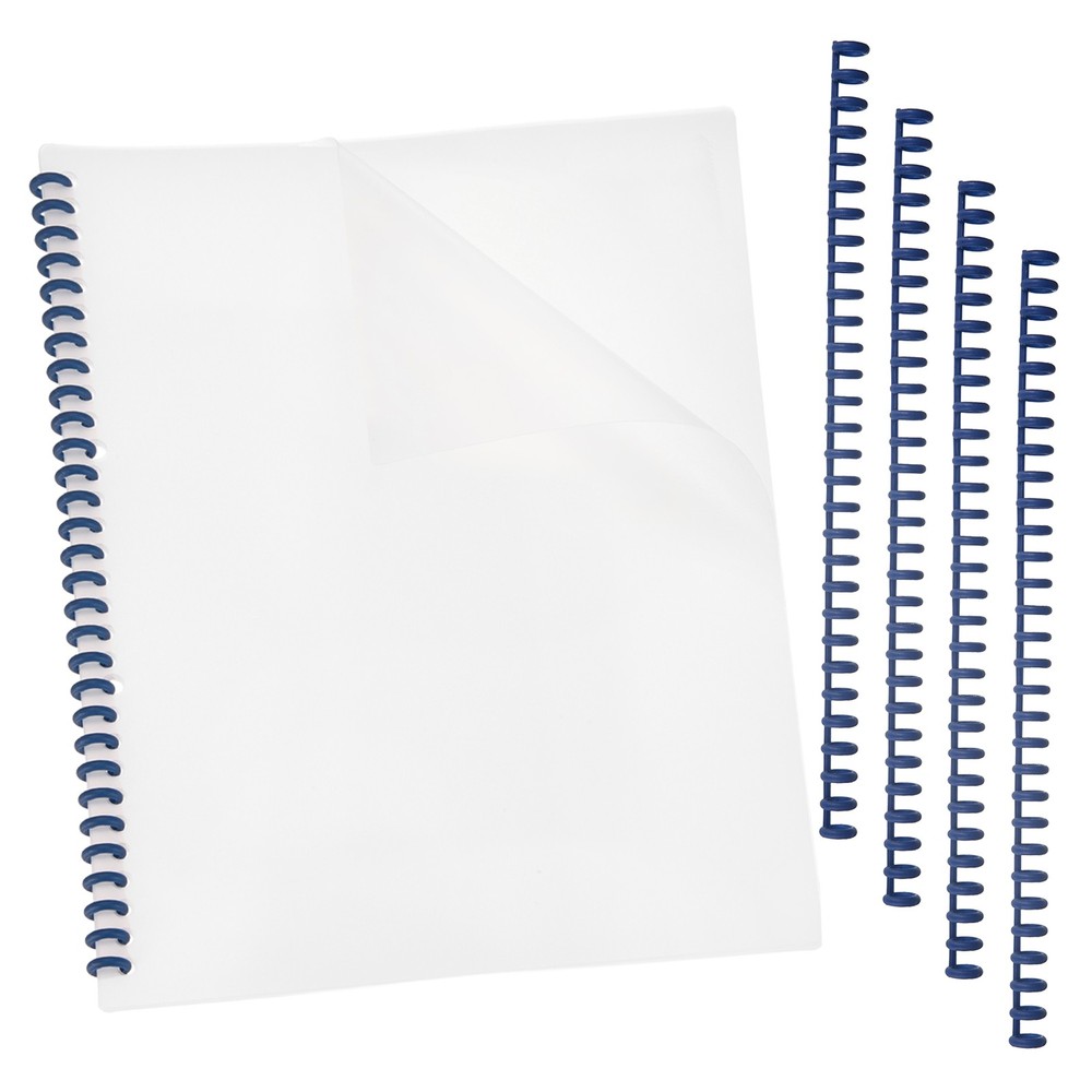 10Pcs Clear Presentation Binding Covers with 5Pcs 8.5mm Combs Kit, Dark Blue