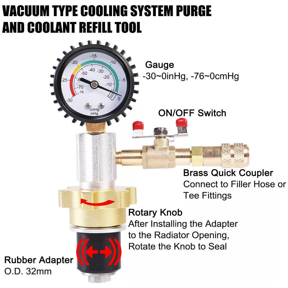 Auto Coolant Vacuum Kit Cooling System Vacuum Radiator Kit Refill & Purging Tool