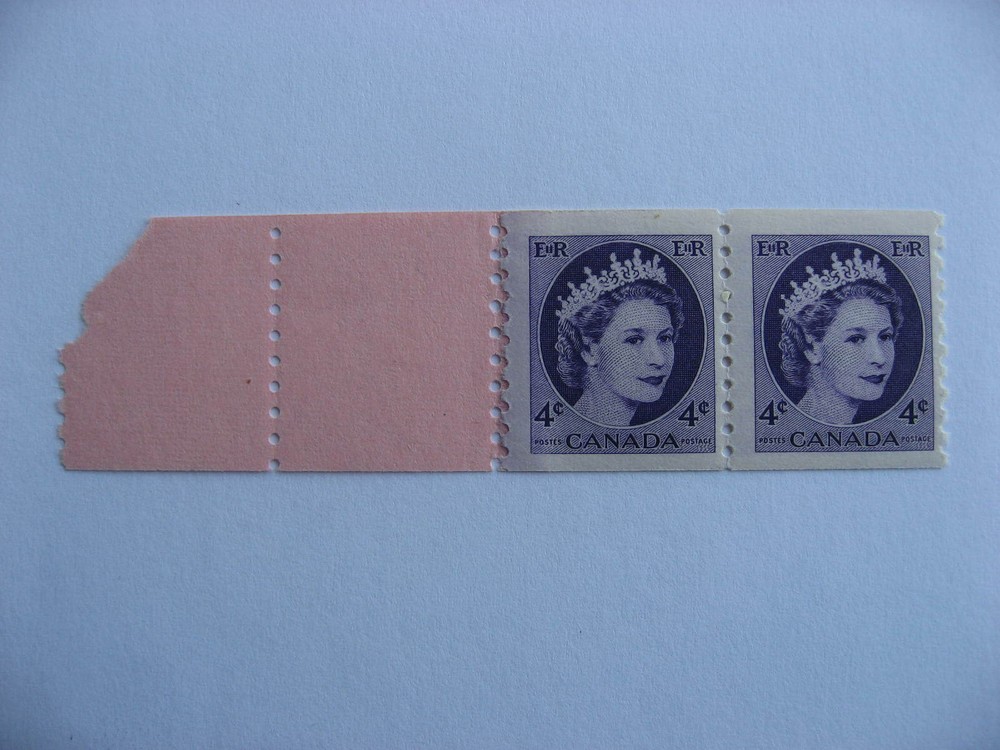 Canada partial start strip Sc 347, 4c wilding MNH coils