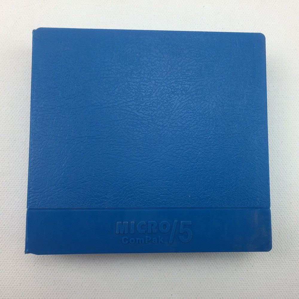 SRW Micro/5 Disk Diskette ComPak Case Blue Plastic Cover Spine Label