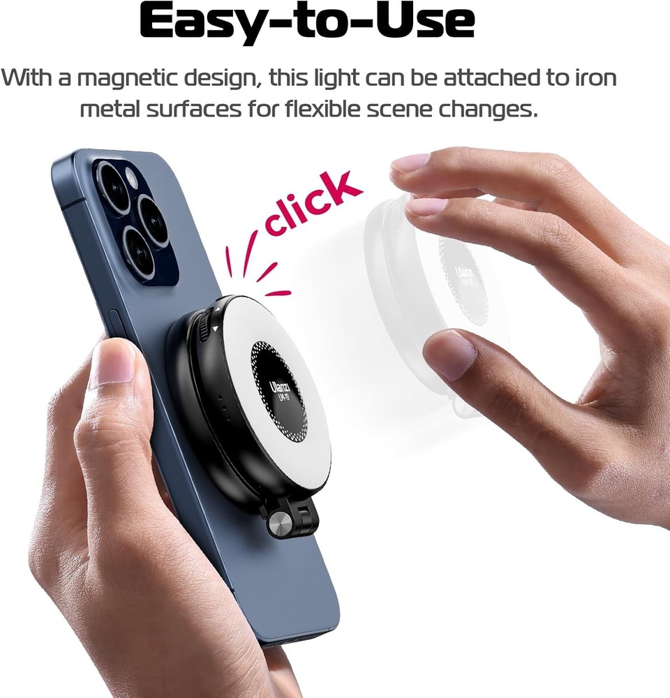 Portable LED Selfie Light for Photography, Black