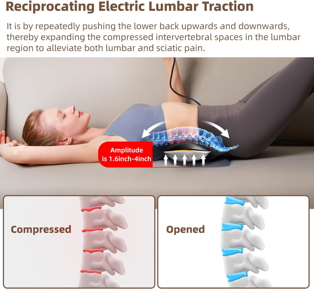 Electric Lumbar Traction Device, Multifunctional Back Traction Device with Dynam