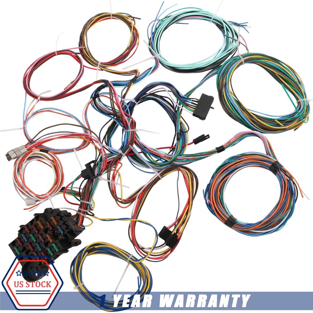 Universal 22 Circuit Wiring Harness Street Hot Rat Rod Custom Wire Kit XL WIRES