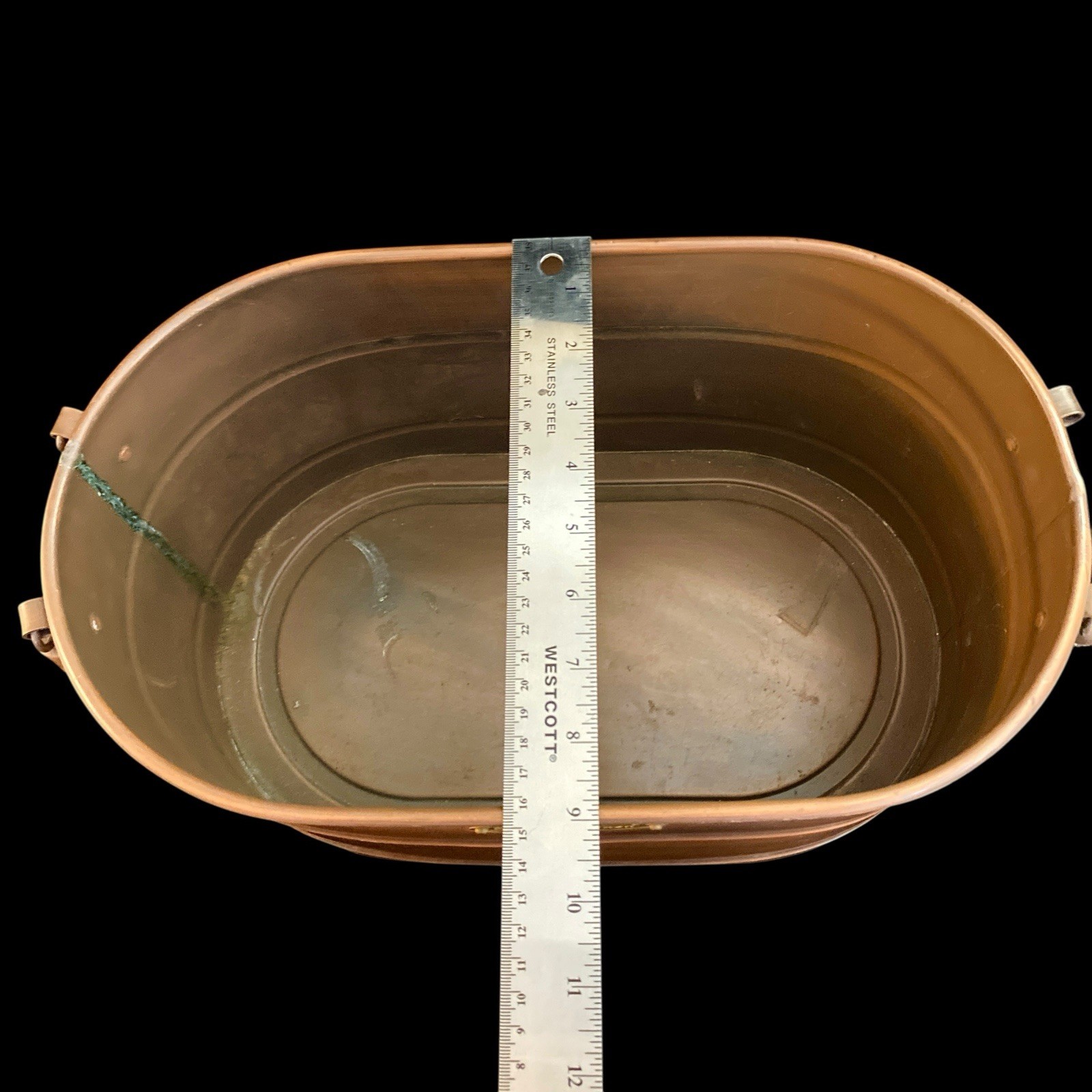 Smith & Hawken Large 16" Copper Finish Metal Log Holder Planter Tub Rope Handles