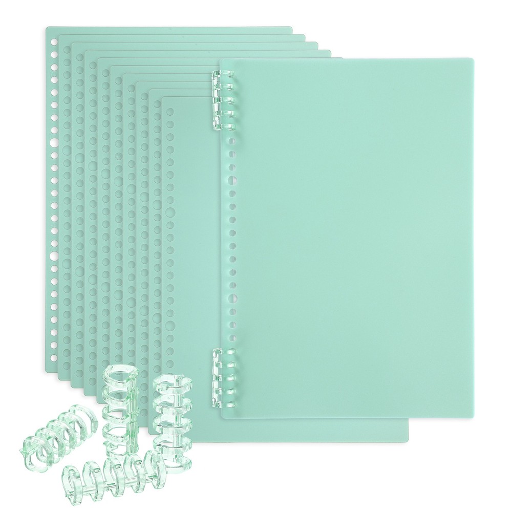 12 Pack B5 22 Mil Plastic Notebook Binder Covers with Binding Comb, Light green