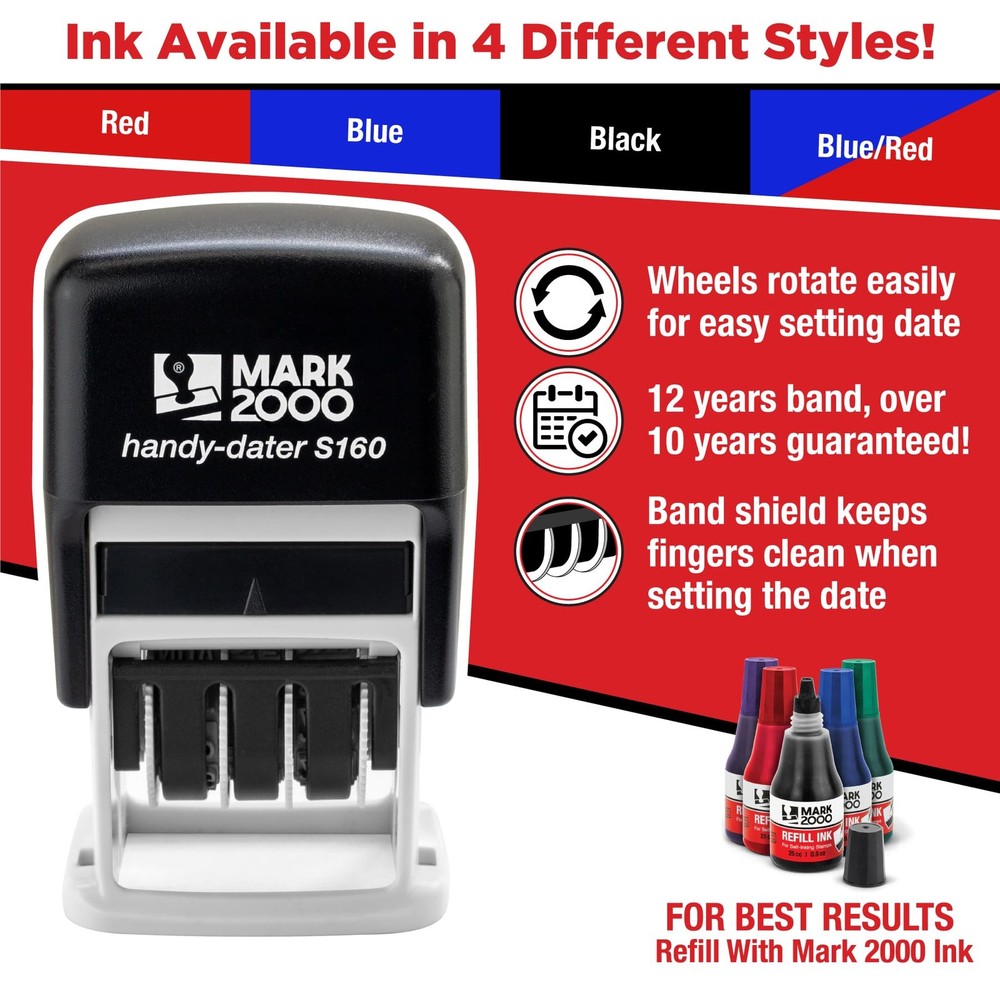 Mark 2000 Self-Inking Rubber Date Office Stamp with Completed Phrase & Date -...