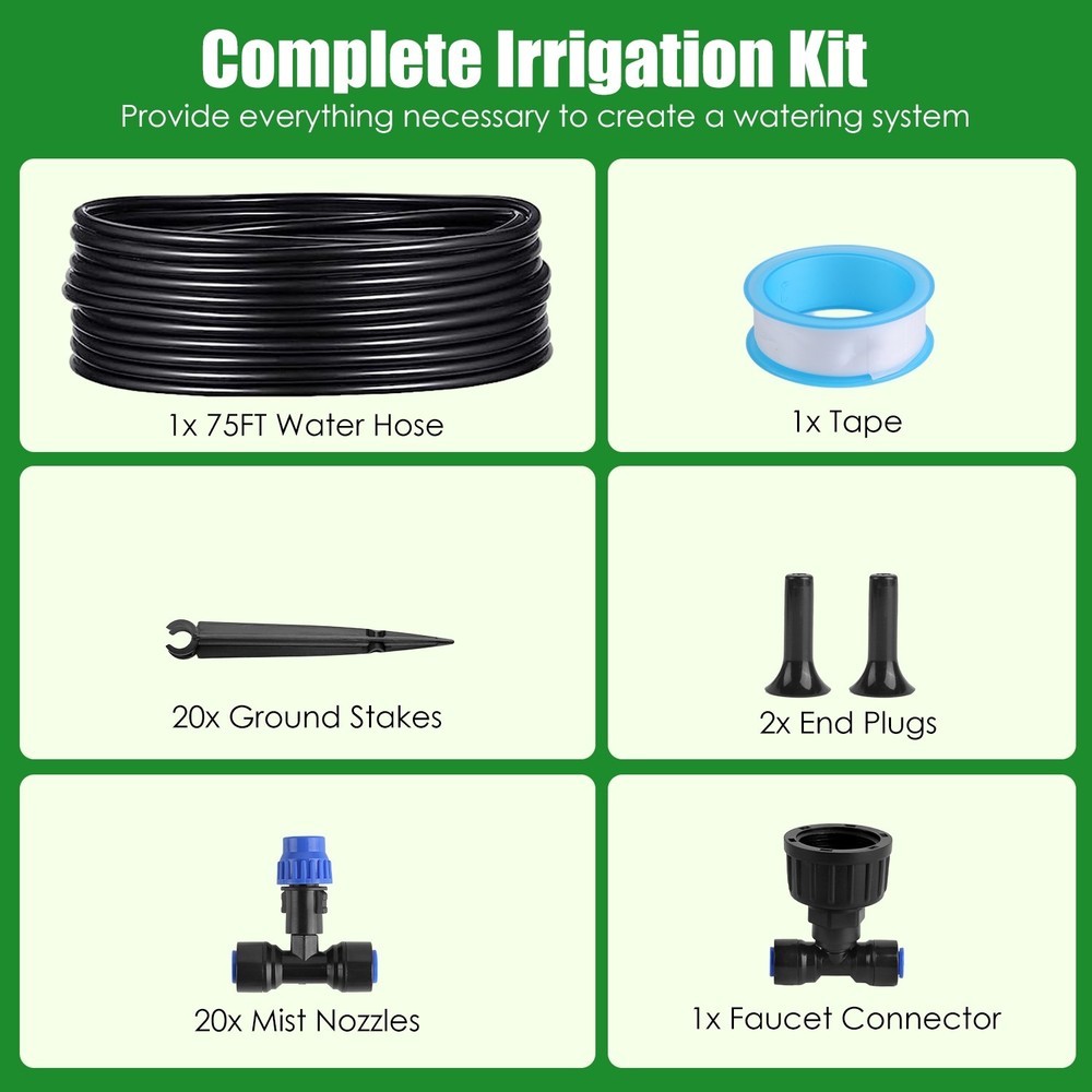 75FT Mist Drip Irrigation System Garden Lawn Flower Automatic Watering System US