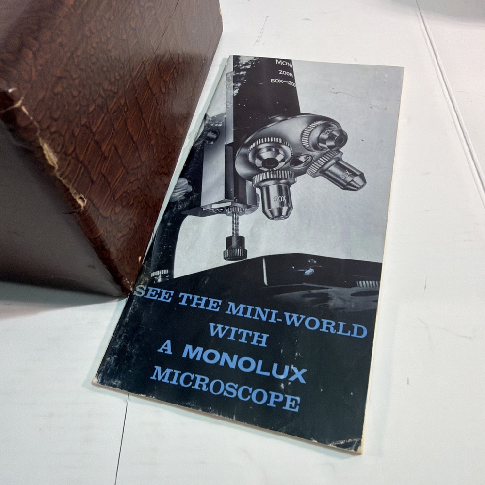 Vintage Monolux Microscope W/ Case And Slides Model 6120