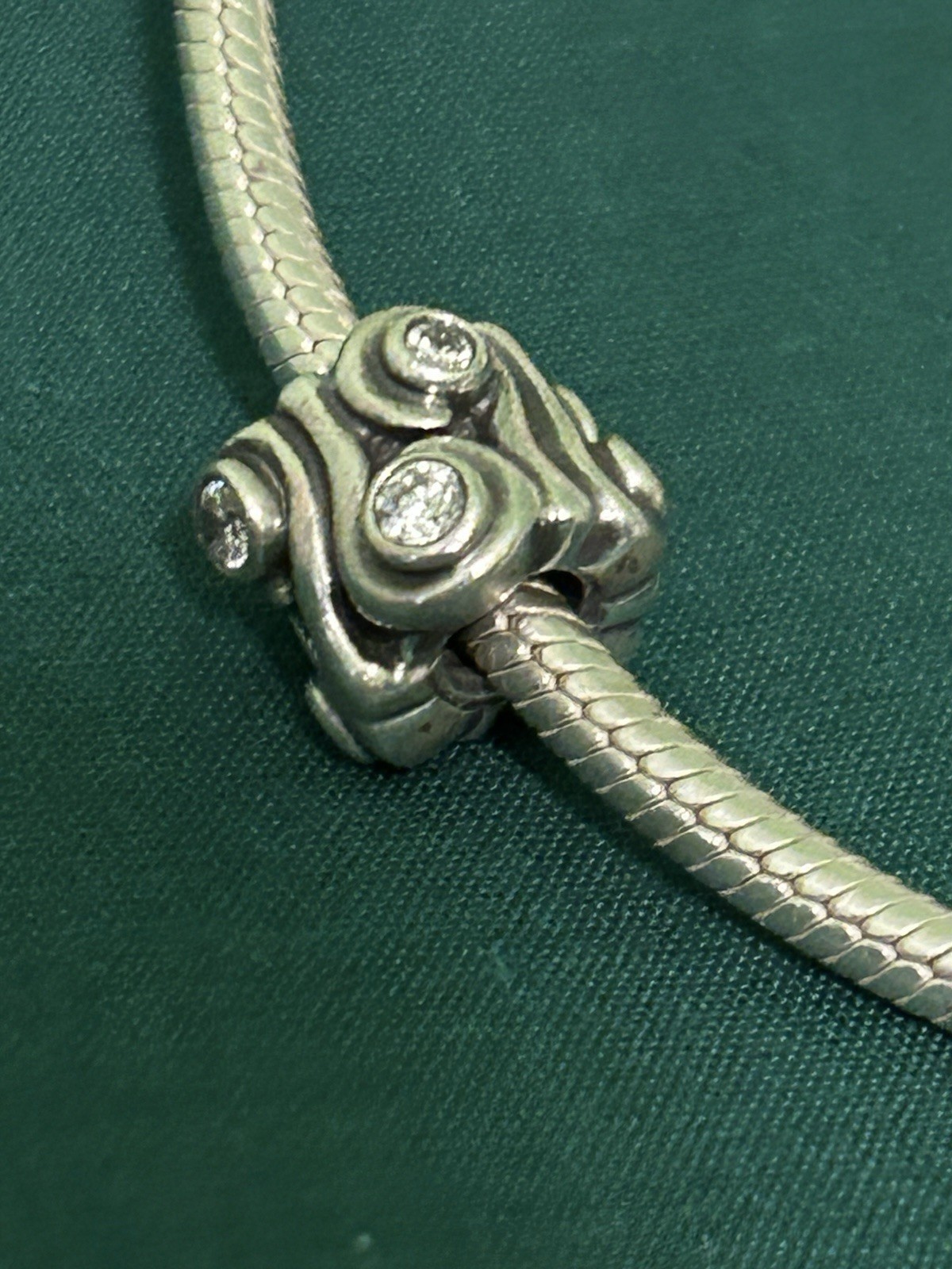 Pandora Sterling Silver Retired Ocean Wave Clear CZ Bead Charm 790369CZ