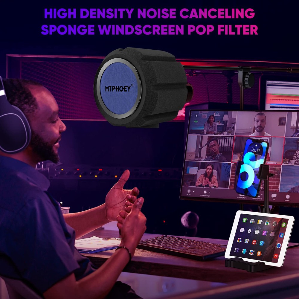 Microphone Windscreen Pop Filter with Gift Mic Stand&Holder,Recording Shield，...