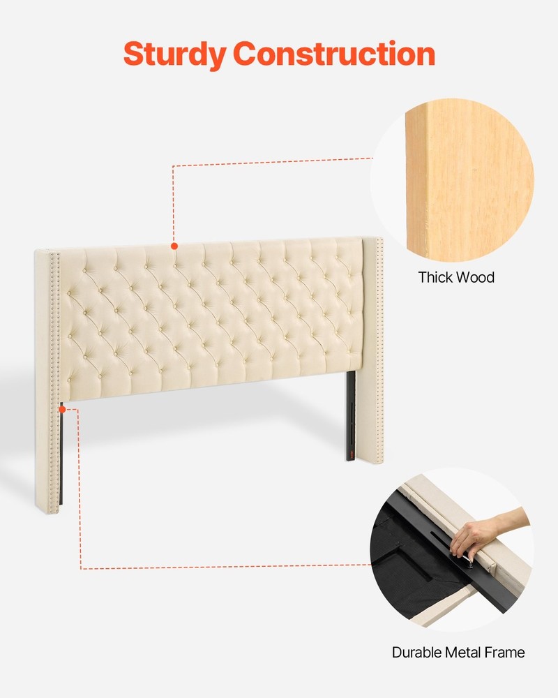 HOT/ Headboard,King Size Headboard with Adjustable Height,Comfortable Diamond T