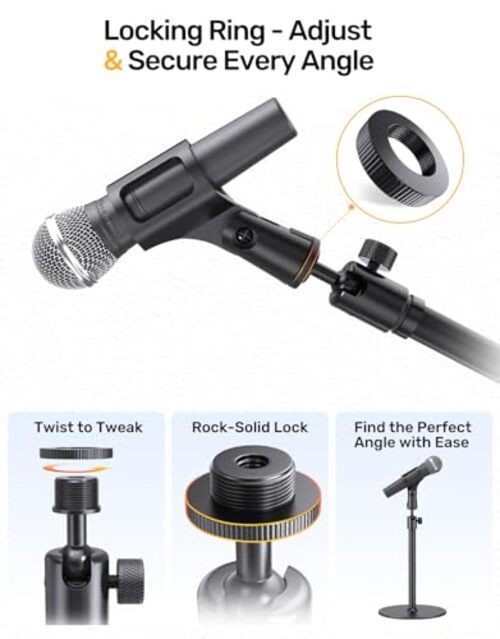 Ball and Socket Head Microphone Adapter with Angle Adjustment [All Metal],