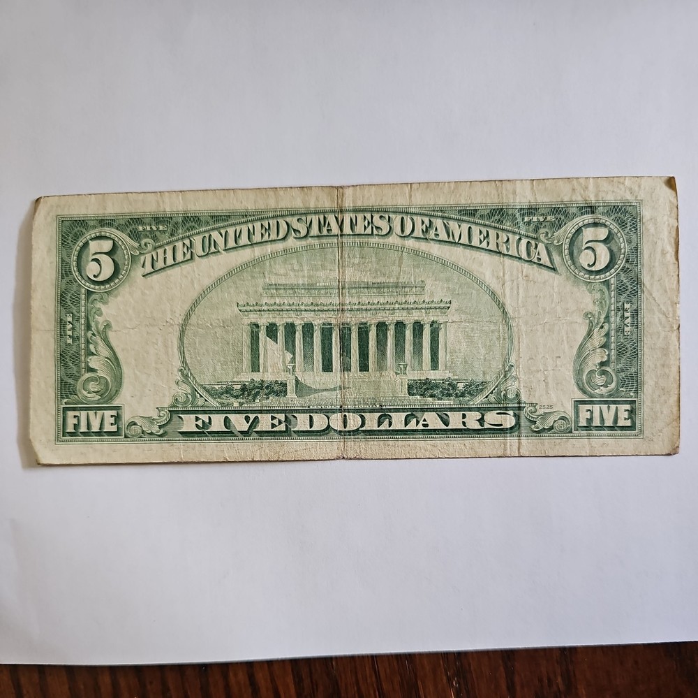 1953 B Red Seal, 5 Dollar, STAR Note.