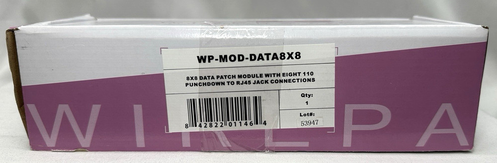 Wirepath Data Patch Module WP-MOD-DATA8x8, 110 punchdown to RJ45 Jack Connection