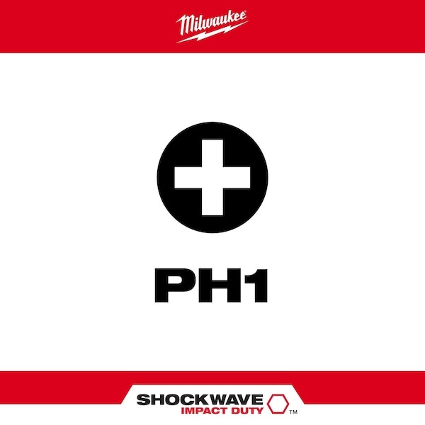 Milwaukee Tool 48-32-4111 Shockwave Impact Phillips No. 1 Insert Bits, Pk25