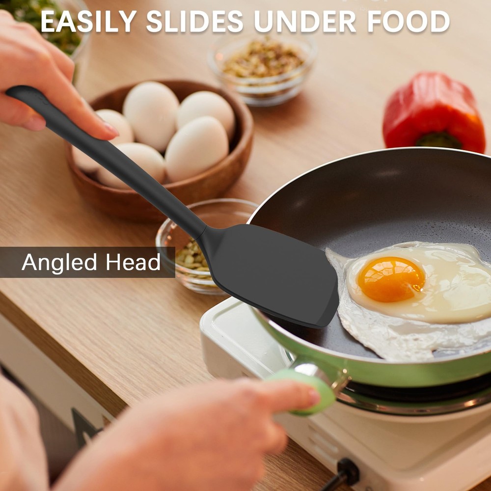 2 Spatulas for Cooking, High Temp Resistant, Durable, Black