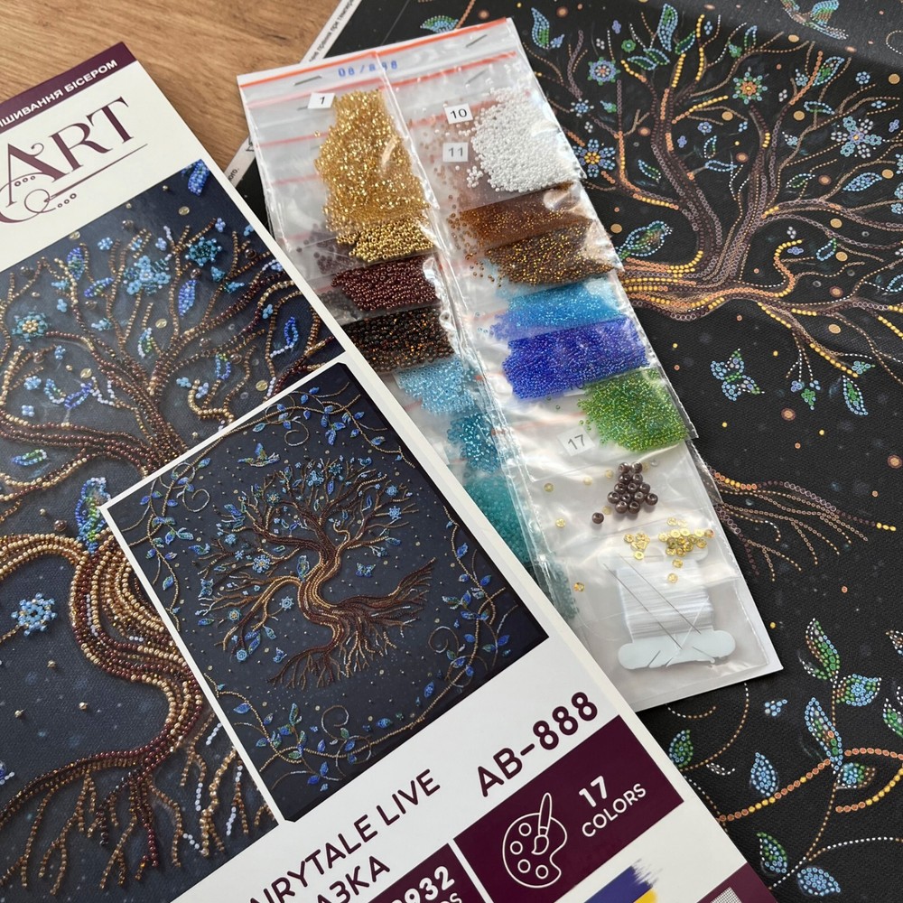 Bead Embroidery Kit, DIY Needlepoint, World Tree, Beadwork WISH TREE