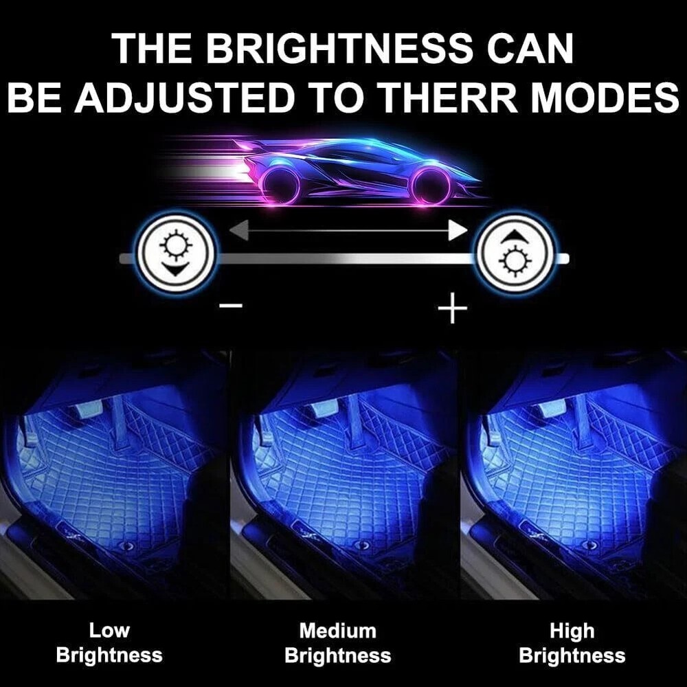 4Pcs LED Interior Car Lights Wireless with Remote, Portable USB Rechargeable