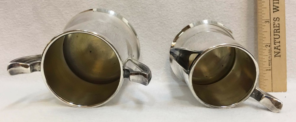 Creamer & Sugar Bowl Silverplate Armor Silver Co EPC Flared Handles Pair Set 2