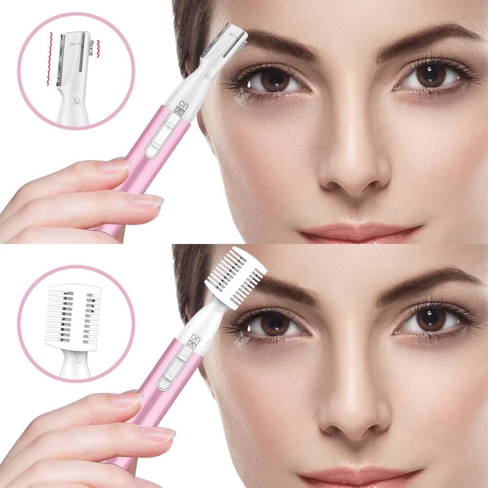 Funstant Upgraded Eyebrow Trimmer, Precision Electric Medium, Coral Pink