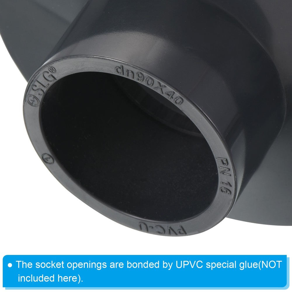 PVC Reducer Pipe Fitting 3.5x1.6" Socket Coupling Adapter Connector, Grey