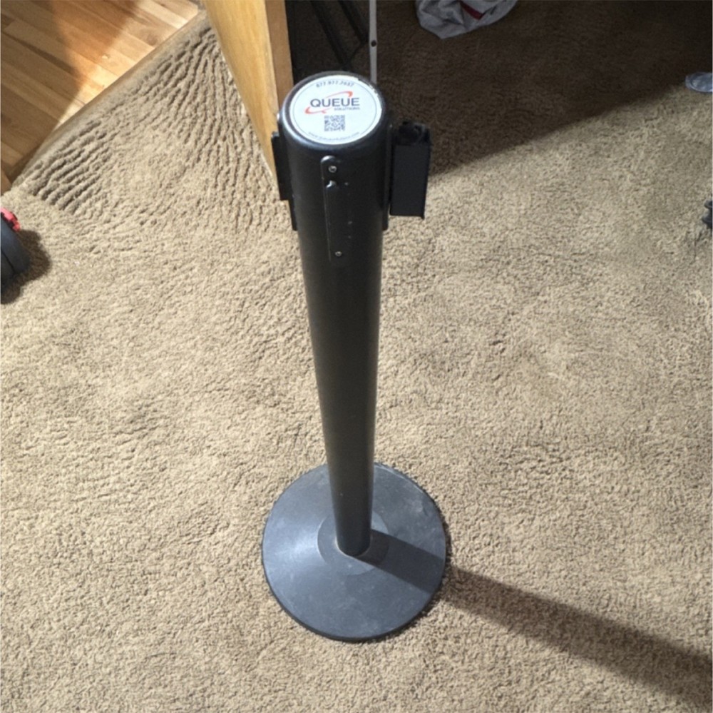 Queue Retractable Belt Barrier Post with Red Belt