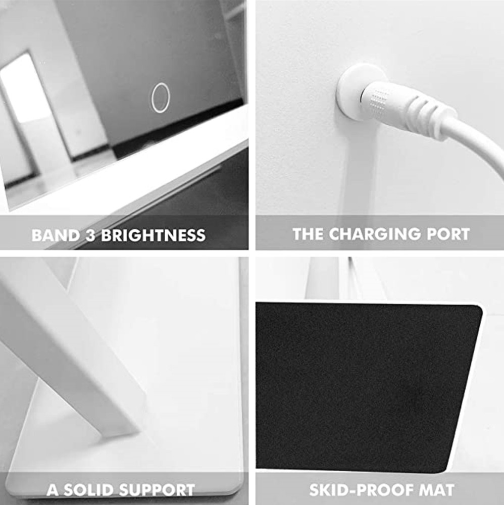 Makeup Vanity Mirror Smart Touch Control 3 Color Dimmable Light 360°rotation 16"