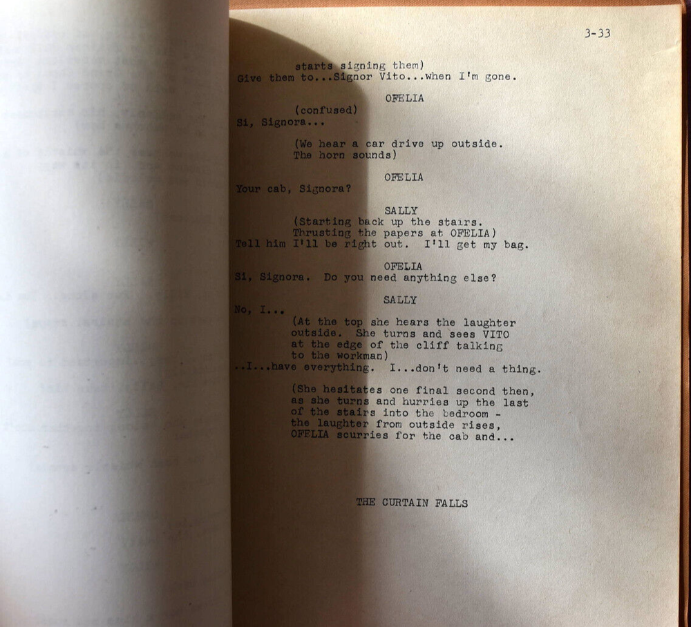 1960 " Bell Canto " by Robert Hill Original Screenplay Script