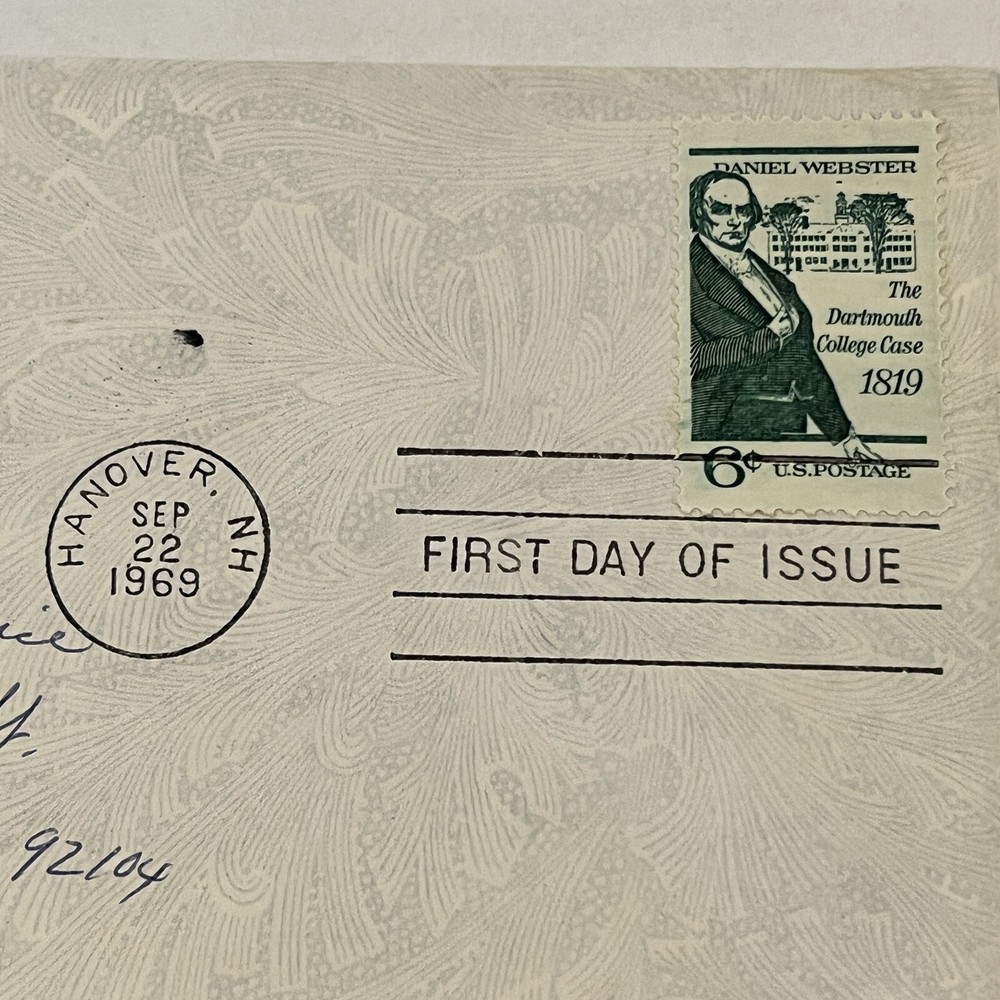ERROR 1969 HANNOVER NH FDC COVER PARTIAL 2ND CANCEL ON LEFT