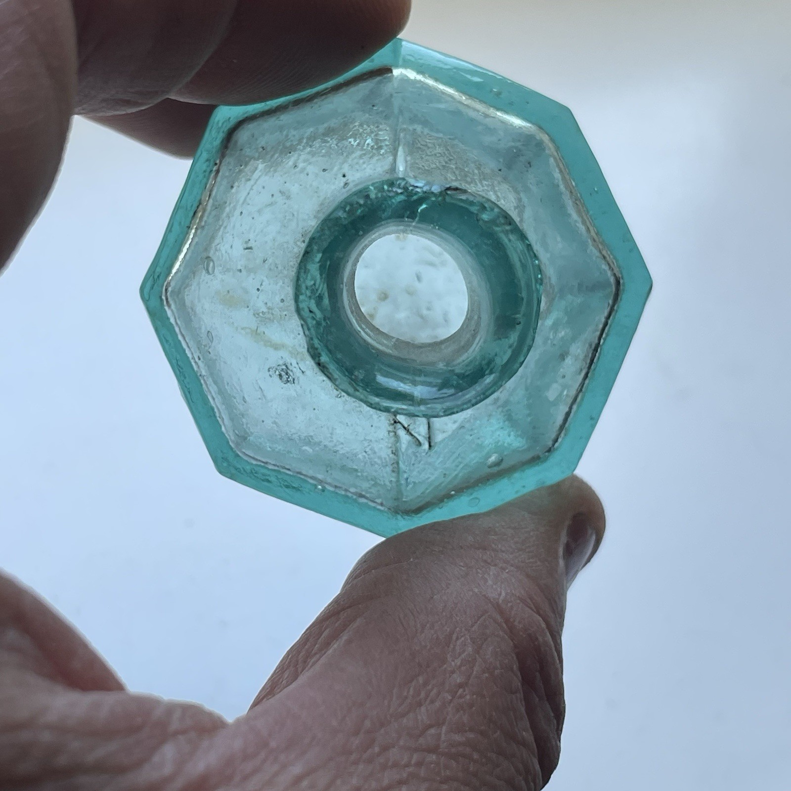 Antique Victorian Era Burst Top 8 Sided Ink Bottle