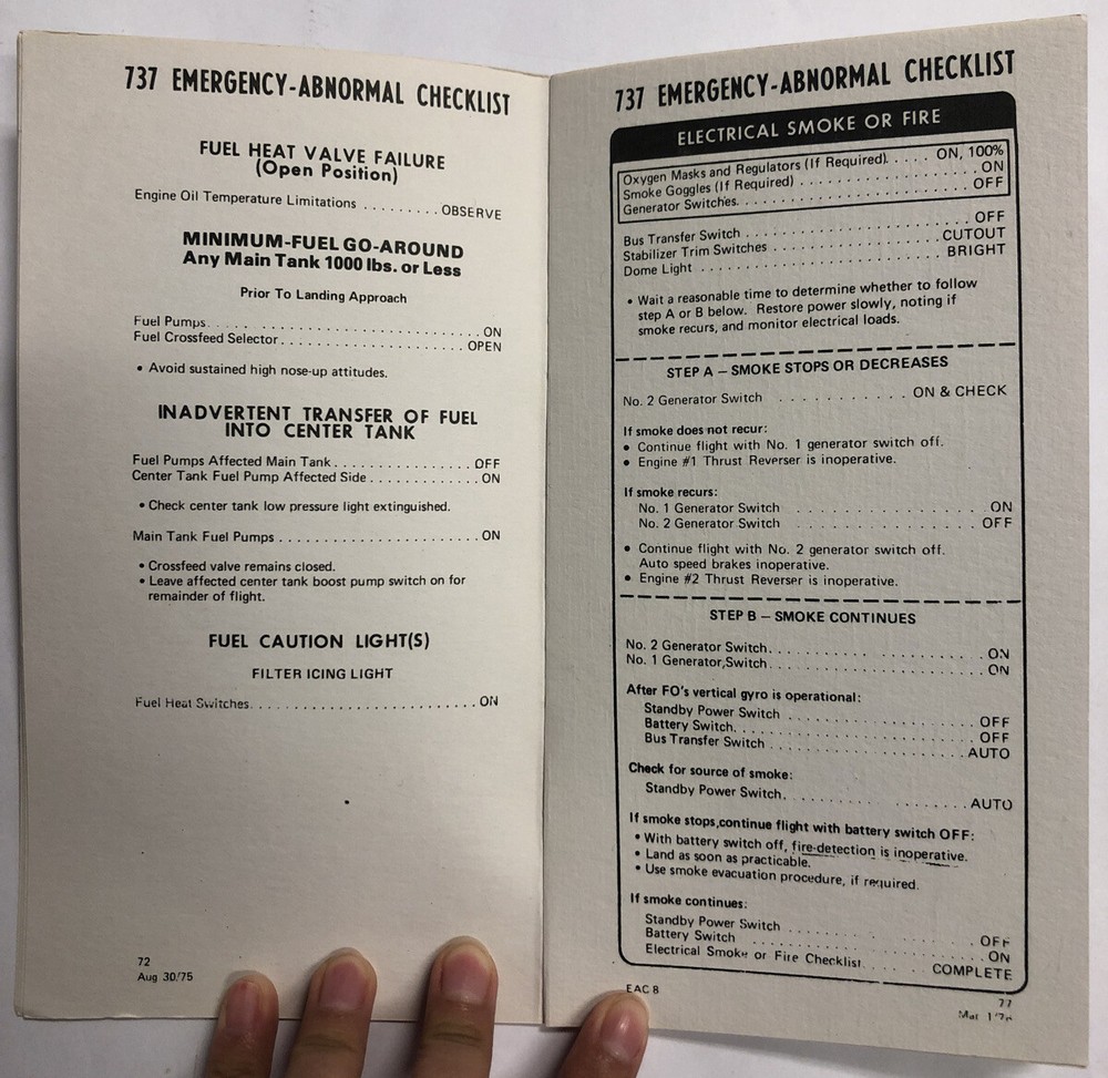 Air California 737 Emergency / Abnormal Checklist - Original