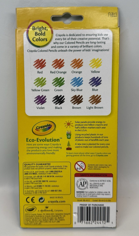 2014 12 Pack Crayola Erasable Colored Pencils Pre-Sharpened Unused READ