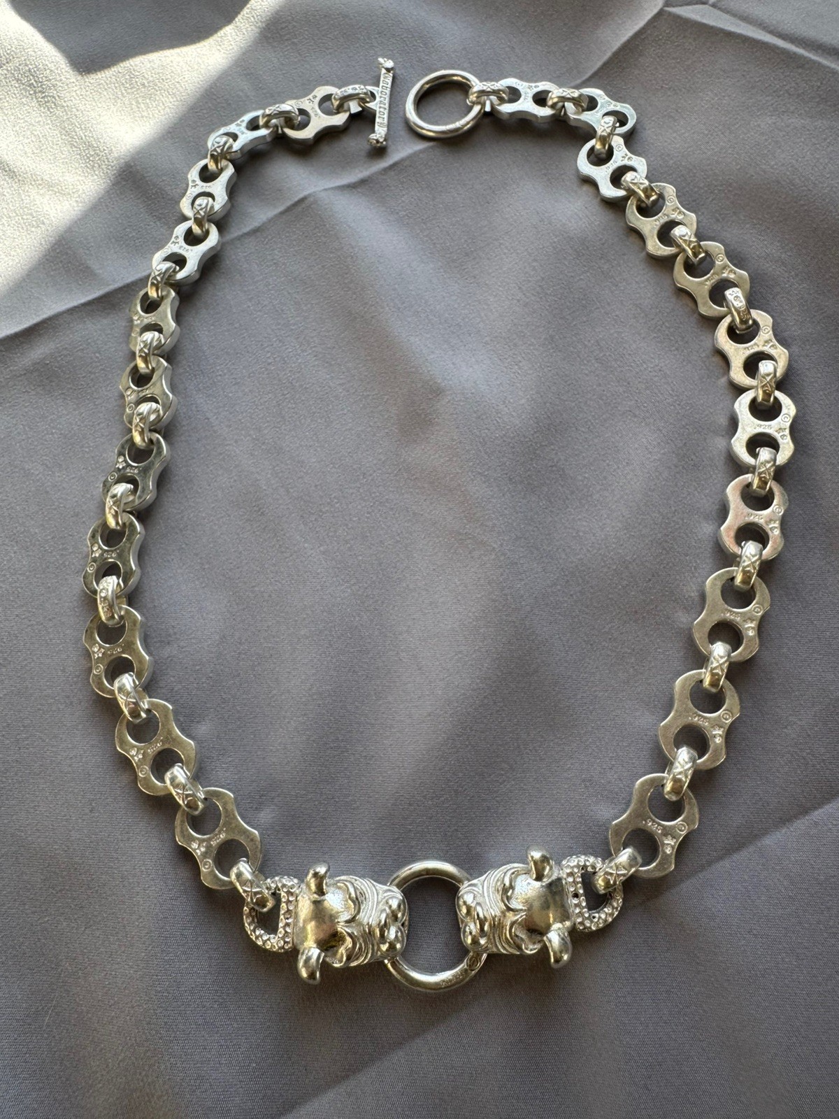 Mens 925 Sterling Silver Necklace Heavy Streetwear Style