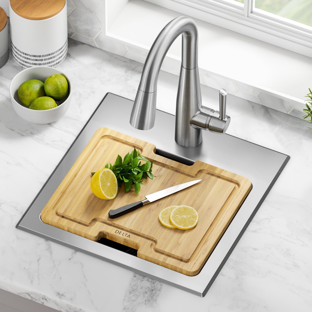 Delta Emery 15" Drop-In Sink – SS, WorkFlow Ledge, Single-Certified Refurbished