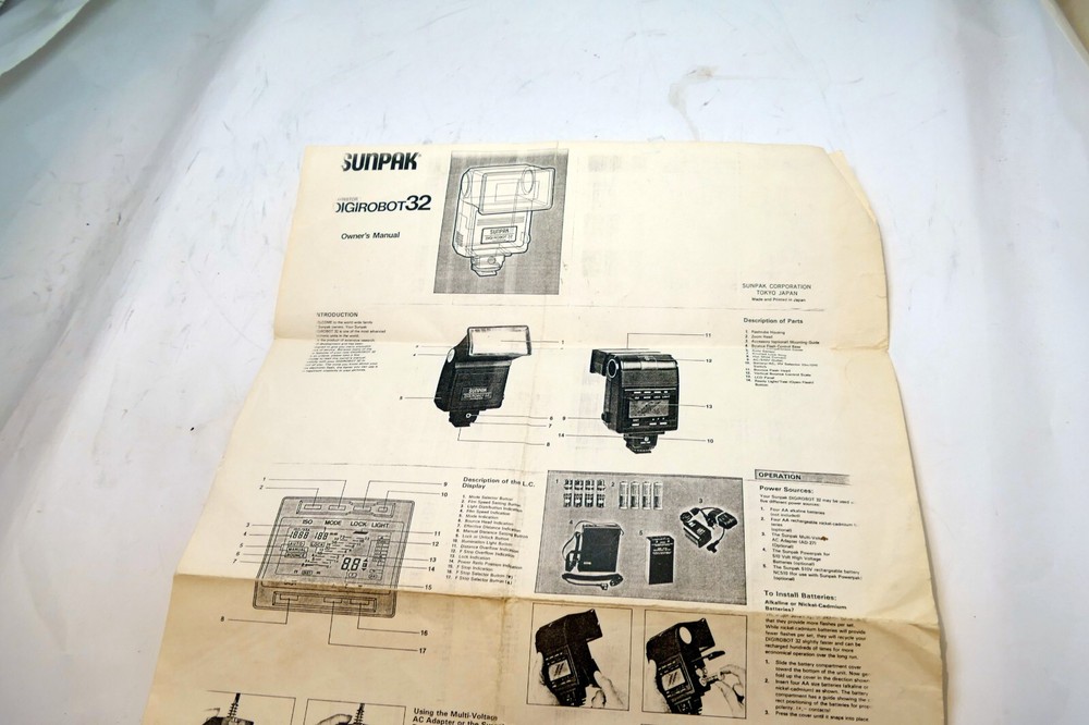 Flash guide instruction manual printed for Sunpak Digirobot 32 vintage