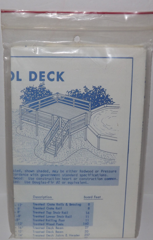 Ucando Pool Deck Plans B2030 R New In Package