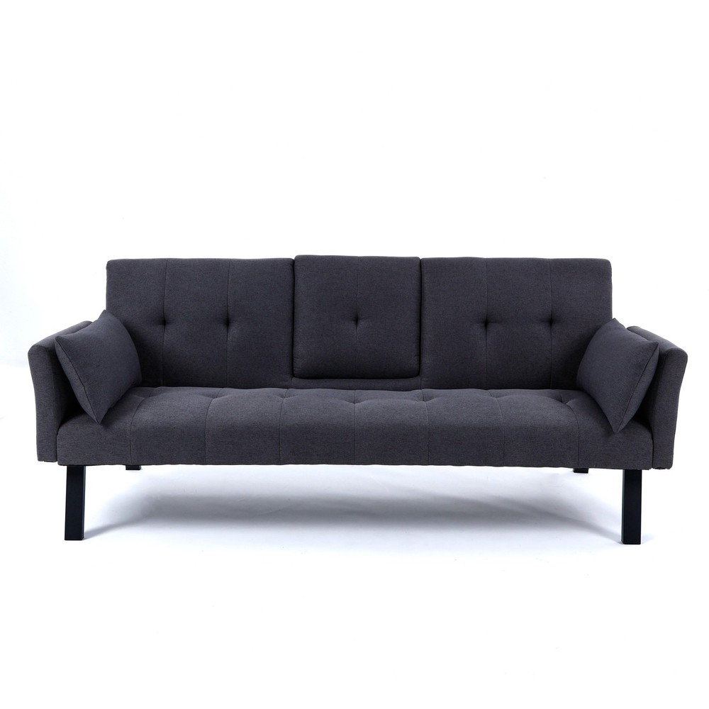 70-inch multi-functional cotton and linen sofa bed: foldable + cup holder + si
