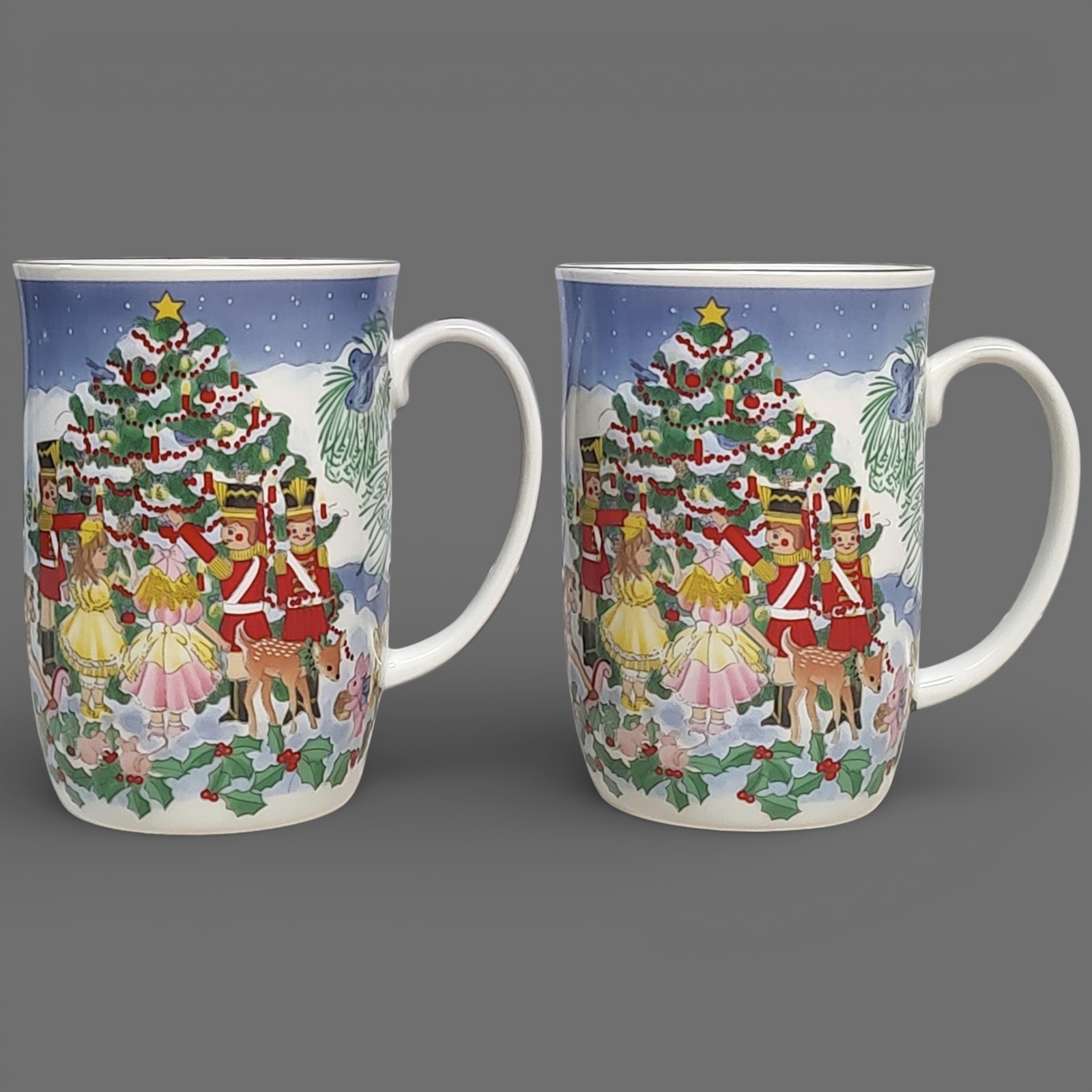 Set of 2 Tavistock Otagiri Christmas Ceramic Mugs 4" Japan