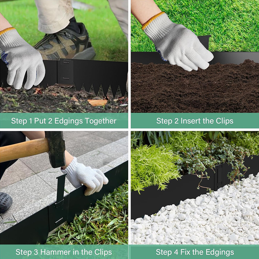 6"H x 40"L x 6 Packs Steel Landscape Edging Metal Garden Edging Lawn Border 20FT