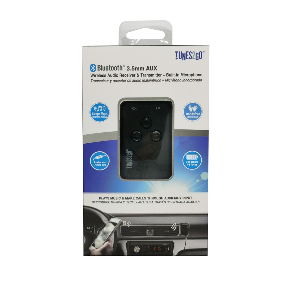 TUNES2GO 2 in 1 Bluetooth AUX 3.5mm Receiver &Transmitter Wireless Audio w Mic