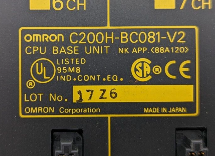 Omron C200H-BC081-V2 PLC back plane rack Used