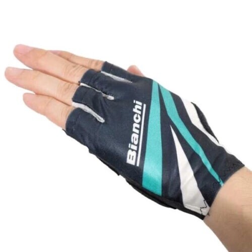 Bianchi Cycling Summer Gloves Basic Medium Size Black/Celeste Color